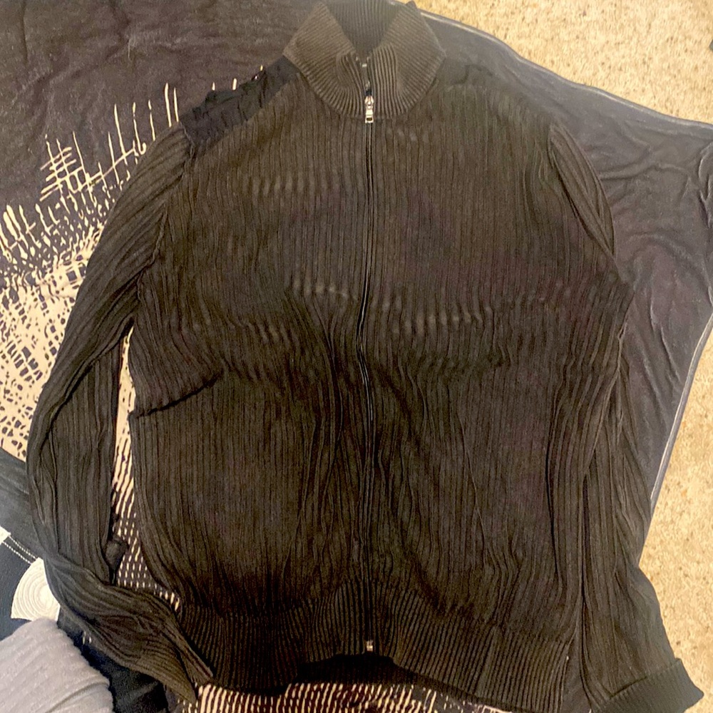INC zip up distressed gray/asphalt sweater